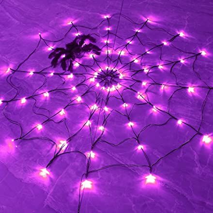 Purple Halloween Decorations, Spider Web Lights, Horror Themed Party, Purple String Lights, Halloween String Lights, Orange Spider, Glow Party Supplies, Halloween Spider Decorations, Mini String Lights