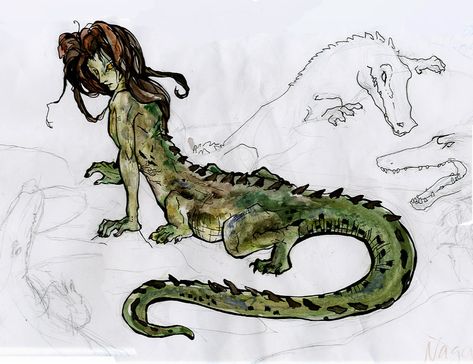 Half Crocodile Half Human, Crocodile Centaur, Alligator Mermaid, Crocodile Mermaid, Mummified Corpse, Ocean Spirit, Swamp Creature, Humanoid Creatures, Half Man