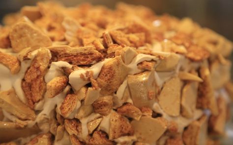 Coffee Crunch Cake Recipe, Coffee Crunch Cake, Coffee Crunch, Crunch Cake Recipe, Crunch Cake, Candy Thermometer, Angel Cake, Corn Syrup, Rolling Pin