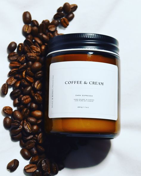 Scent of freshly brewed coffee with the hint of sugar and cream. This is hand poured organic soy candle is a beautiful addition to your space. Coffee Candle Aesthetic, Coffee Candle Photography, Pouring Candles, Candle Making Coffee Scented, Espresso Candle, Candle Pics, Coffee Beans Candle, Candle Photography Ideas, Candle Photography