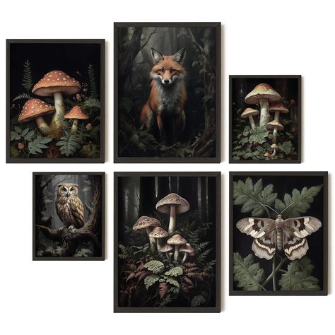 PRICES MAY VARY. Cottage Core Decor Delight: Transform your space into a haven of tranquility with our cottagecore wall decor. Each print is a celebration of nature room decor, making it the perfect addition for an idyllic cottagecore home decor Complete Set: Our aesthetic cottagecore poster set features two 12x16", two 11x14", and two 8x10" pictures, creating a captivating ensemble of cottagecore wall art. from fairy animals and mushroom wall decor to dark academia botanical prints, this collec Cottage Core Room Decor, Cottagecore Prints, Dark Cottagecore Decor, Cottagecore Wall Decor, Botanical Gallery Wall, Cottage Core Room, Dark Academia Wall, Fox Poster, Dark Academia Decor