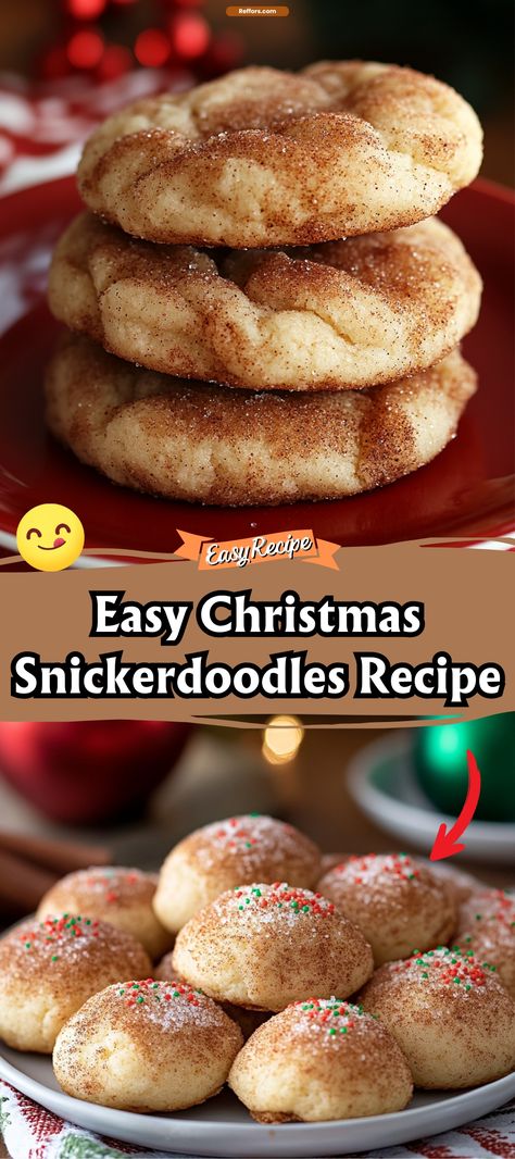 Christmas Snickerdoodles Snickerdoodle Spritz Cookies, Best Snickerdoodles Ever, Santa Cookies Recipes, Snickerdoodle Christmas Cookies, Cookies Recipes Snickerdoodle, Christmas Snickerdoodle Cookies, Christmas Eve Dessert Ideas, Easy Santa Cookies, Christmas Eve Food Ideas