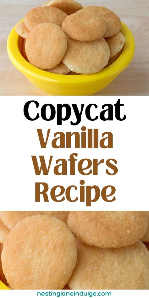 Copycat Vanilla Wafers Recipe. The familiar taste of a favorite dessert cookie made right at home in just 30 minutes. Vanilla Wafers Recipe, Nilla Wafer Recipes, Vanilla Wafer Recipe, Wafers Recipe, Tea Cakes Recipes, Vanilla Recipes, Waffle Cookies, Wafer Cookies, Favorite Dessert Recipes