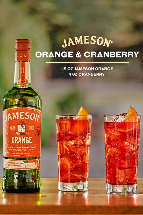 Orange Jameson Drinks, Orange Jameson Cocktails, Jameson Orange Recipes, Jameson Orange Whiskey Drinks, Jameson Orange Cocktails, Jameson Recipes, Cranberry Whiskey Cocktail, Jameson Orange, Jameson Whiskey Drinks