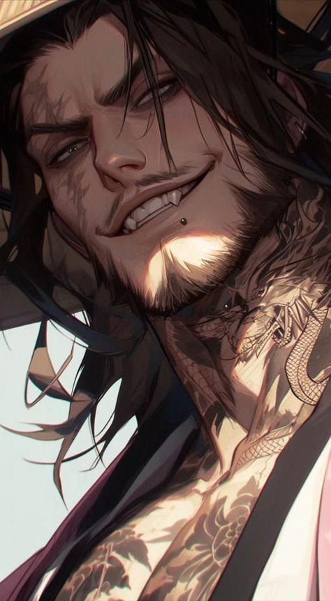 ฅ ฅ ᴹᵃᵈᵉ ʷⁱᵗʰ ᴬᴵ Dark Haired Man With Beard, Cute Male Character Art, Wolf Man Drawing, Red Hair Man Character Art, Supernatural Character Design, Bear Man Art, Grabbing Chin Reference, Beard Character Design, Dark Character Art Male