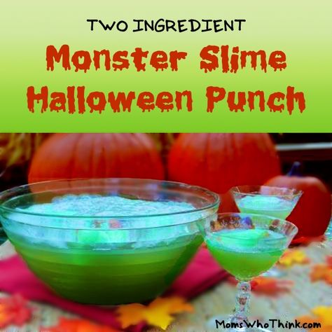 Slime Punch Recipe, Monster Slime, Halloween Slime, Green Slime, Halloween Punch, Kids Halloween Party, Specialty Drinks, Movie Ideas, Two Ingredient