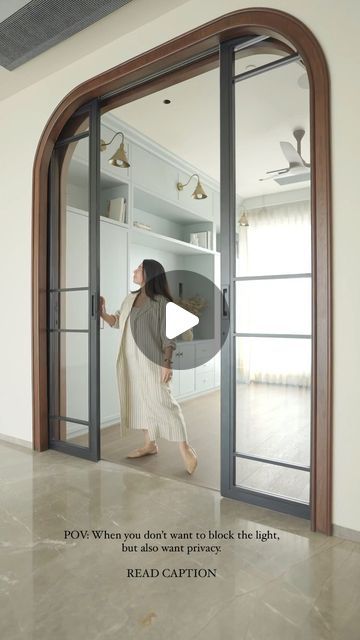 Solid Sliding Door, Slide Door Wood, Partition Doors Sliding, Pocket Sliding Door Design, Sliding Doors In Bedroom, Arched Sliding Door, Pocket Door Living Room, Arch Pocket Door, Sliding Door Glass Design