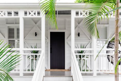 Coastal Home Exterior, Queenslander House, Coastal Exterior, Hawthorne House, Weatherboard House, Roof Restoration, Building Renovation, Contemporary Coastal, Tropical Oasis