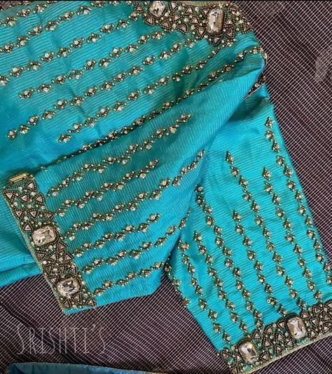 Pearl Maggam Work Blouse Designs Latest, Simple Aari Blouse Designs For Saree Silk, Pearl Blouse Designs Embroidery, Simple Pearl Work Blouses, Fancy Aari Work Blouse Designs, Pearl Work Blouses, New Aari Work Blouse Designs, Normal Blouse Designs, Saree Types