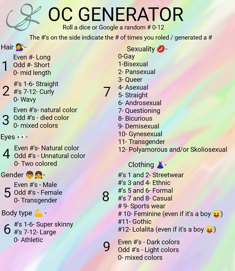 Oc Generator 4 New Characters  Pick a random # Oc Generator, Random Generator, Random Oc, Art Journal Challenge, Create Your Character, Art Style Challenge, Drawing Ideas List, Creative Writing Tips, Make A Character