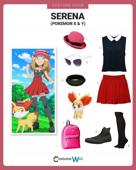 Get a costume like Serena, the Pokemon trainer from Pokemon X and Y, who is a travel companion of Ash Ketchum. Serena Cosplay Pokemon, Pokemon Dress, Pokemon Trainer Costume, Pokemon Trainer Cosplay, Costume Wall, Pokemon Trainer Outfits, Serena Pokemon, Pokemon X And Y, Pokemon Costumes