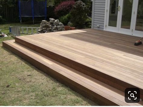 Basic step down option. Patio Deck Ideas, Backyard Patio Deck, Laying Decking, Concrete Patios, Building A Porch, Patio Deck Designs, Deck Plans, Decks Backyard, Diy Deck