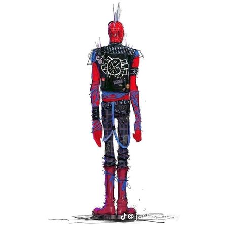 Punk Costume, Spiderverse Spiderman, Spiderman Outfit, Hobie Brown, Arte Punk, Spiderman Movie, Spiderman Artwork, Fashion D, Unique Drawings