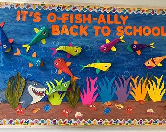 Fish Bulletin Boards, Bulletin Board For Preschool, Sea Bulletin Board, Ocean Bulletin Board, Creative Bulletin Boards, Welcome Bulletin Boards, Summer Bulletin Boards, Ocean Theme Classroom, School Board Decoration