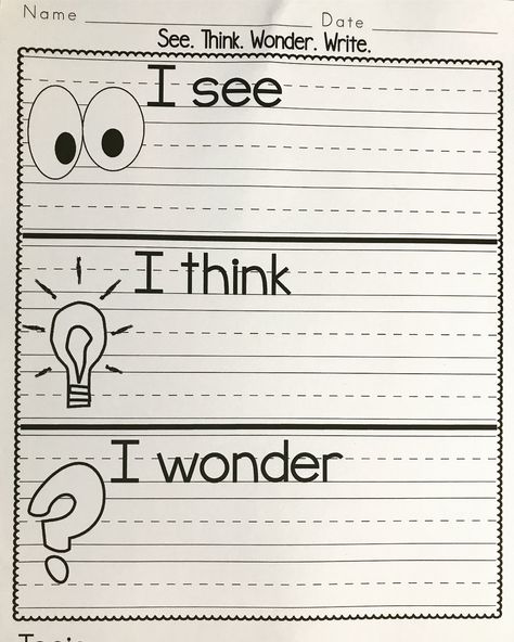 Wonder Wednesday 🤔🧠⁉️ Six year olds are always curious and we are an IB school so why not wake up and wonder?! I use @missdecarbo See Think… Activating Prior Knowledge Activities, Worms Preschool, Investigation Station, See Think Wonder, Visible Thinking, Reading Strategy, Writing Posters, Class Displays, Background Knowledge