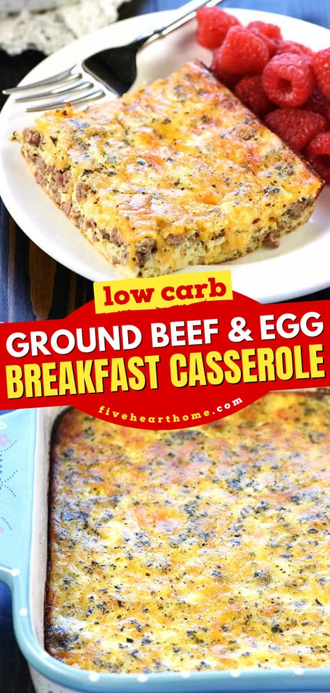 Out of Easter food ideas? This Ground Beef and Egg Breakfast Casserole is a homemade casserole seasoned like sausage and layered with cheddar & eggs. It makes a delicious Easter brunch recipe! Carnivore Diet Ground Beef And Eggs, Hamburger Egg Recipes, Breakfast Casserole With Hamburger Meat, Breakfast Ideas With Hamburger Meat, Hamburger And Eggs Recipes, Ground Beef Eggs Breakfast, Ground Beef Egg Casserole Recipes, Egg And Ground Beef Recipes, Ground Sausage And Egg Recipes