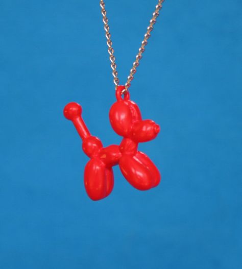 Balloon Dog Necklace - Red, by artwithatwist Balloon Animal Earrings, Balloon Dog Earrings, Balloon Dog Necklace, Balloon Dog Figurine, Ballon Dog Sculpture, Balloon Necklace, Animal Themed Jewelry, Red Pendant, Jeff Koons