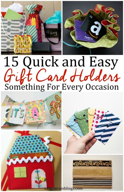 Awesome easy DIY gift card holders for every occasion and recipient. Fun wedding, Christmas and really any reason gift ideas with tutorials. Diy Gift Card Holder, Unique Gift Card Holder, Gift Card Basket, Card Holder Diy, Gift Card Presentation, Holiday Gift Card Holders, Gift Card Holder Diy, Unique Gift Cards, Gift Card Envelope