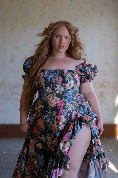 Plus Size Eclectic Fashion, Dress For Big Busted Women, Cottagecore Dress Plus Size, Plus Size Fairycore, Cottagecore Plus Size, Plus Size Babydoll, Corset Lacing, Orange Blossom Honey, Quilt Dress