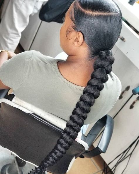 Sleek Braided Ponytail, Weave Ponytail Hairstyles, Sleek Ponytail Hairstyles, Black Ponytail Hairstyles, African Hair Braiding Styles, Braided Ponytail Hairstyles, Girls Hairstyles Braids, Natural Hair Styles Easy, Hair Ponytail