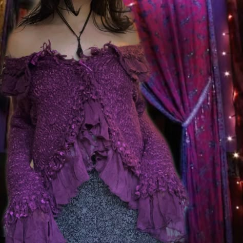 Purple Boho Outfit, Maleficent Aesthetic Outfit, Light Witch Outfit, Whimsigoth Christmas Outfit, Purple Winter Outfit Aesthetic, Purple Fairy Aesthetic Outfit, Purple Whimsigoth Aesthetic, Purple Witch Aesthetic Outfit, Purple Witch Outfit