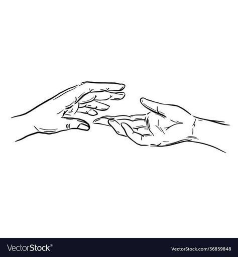 Hand Reaching Out Tattoo, Two Hands Reaching For Each Other, Simple Hand Drawing, Hand Reaching Out Drawing, Drawing Of People, Holding Hands Drawing, Hand Outline, People Holding Hands, Hand Silhouette