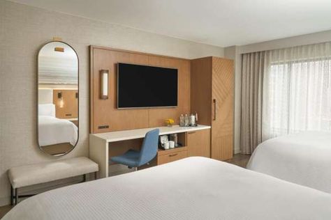 Location Spotlight: The Westin Indianapolis - OFS 2 Bed Hotel Room Design, Wardrobe Design For Hotel Room, Hotel Room Tv Wall Design, Twin Bed Hotel Room Interior Design, Small Hotel Room Layout Plan, Hotel Tv Unit Design, Hotel Tv Unit, Hotel Room Layout, Tv Unit Hotel Room