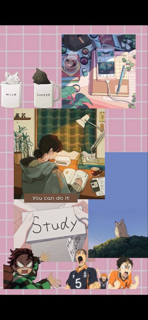 #anime #animeicons #study Anime Computer Wallpaper, Cute Laptop Wallpaper, Study Pictures, Drawing Wallpaper, Cartoon Character Pictures, Girly Art Illustrations, Cute Wallpaper For Phone, Study Inspiration, Cartoon Pics