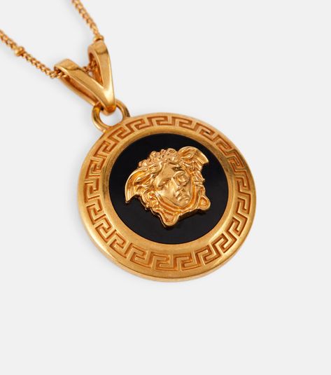 Versace - Icon necklace | Mytheresa Lowkey Outfits, Versace Gold, Medusa Head, Color Name, Onyx Necklace, Medallion Necklace, Station Necklace, Shop Icon, Ancient Rome