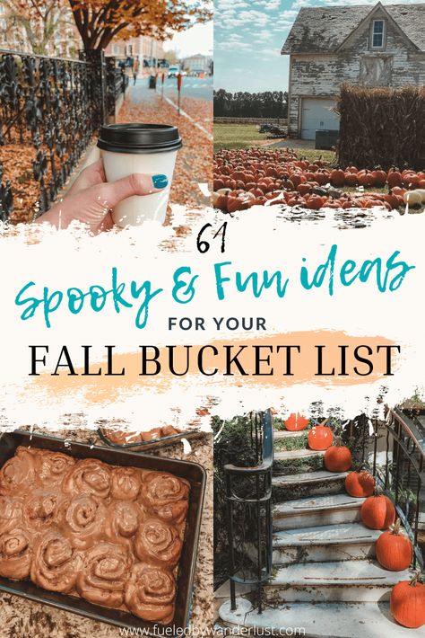 The ultimate fall bucket list that will ensure you don’t miss the best of the season. Contains 61 ideas for traditional fall activities like pumpkin and apple picking, haunted houses, and hay mazes. Includes the coziest fall foods to eat, like pumpkin recipes, soups, and chili. Don’t forget fall baking and cute fall outfits! All the fall inspo, décor, and more is packed into this complete bucket list. 30 Bucket List, Fall To Do List, Hay Maze, Completed Bucket List, Haunted Hayride, Halloween Costumes To Make, Fall Foods, Leaf Peeping, New England Travel