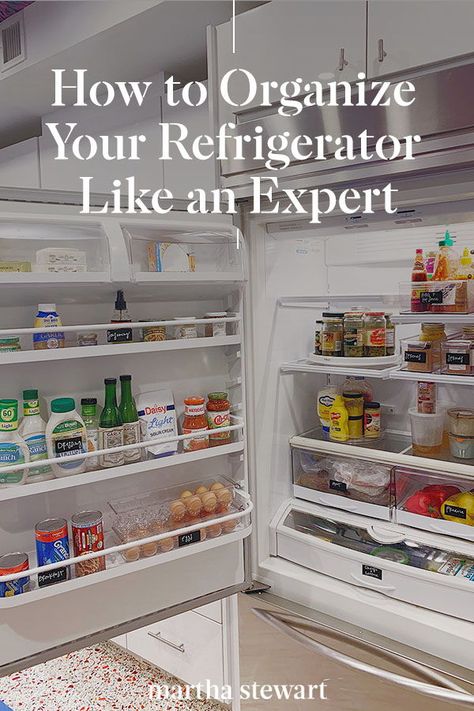 Expert organizers share how to organize your refrigerator as the pros do so everything is within reach while keeping food fresh. #marthastewart #organization #kitchentips #kitchenorganizationideas Organized Refrigerator Ideas, Fridge Organization Ideas, Letting Things Go, Refrigerator Ideas, Diy Drawer Organizer, Baking Secrets, Cleaning Supplies Organization, Drawer Organization, Kitchen Organization Pantry