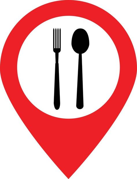 Cafe and Restaurants location icon on white background. Food pin sign. Restaurant location logo symbol. flat style. Location Logo, Sign Restaurant, Background Food, Location Icon, Logo Symbol, Food Pin, Flat Style, Fashion Flats, Business Card