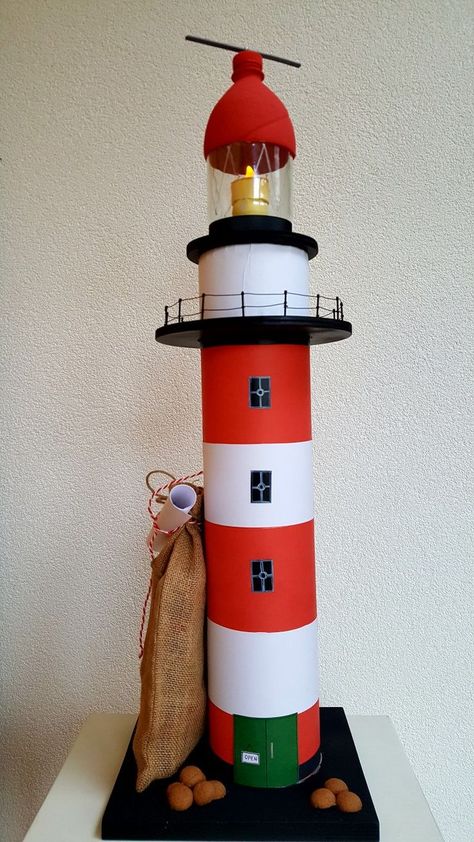 Terra Cotta Pot Crafts, Lighthouse Crafts, Clay Pot Lighthouse 37C Lighthouse Craft, Diy Lighthouse, Clay Pot Lighthouse, Lighthouse Crafts, Origami For Kids, Boat Crafts, Origami Projects, Easy Art For Kids, Crafts Clay