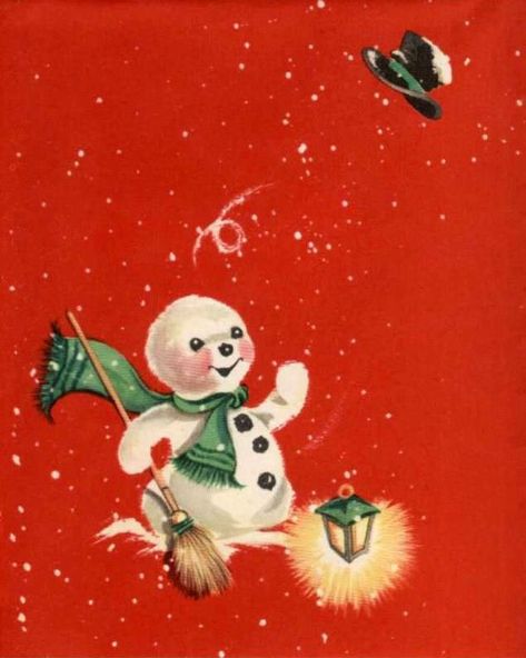 Snow Man Illustration, Clancy Aesthetic, Snowmen Family, Modern Christmas Theme, 60s Christmas, Christmas Winter Scenes, Christmas Vintage Cards, Christmas Bling, Snowman Christmas Cards