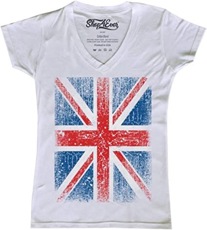 Amazon.com: shop4ever Vintage Union Jack British Flag Women's V-Neck T-Shirt United Kingdom Flag Shirts Medium Black 0 : Clothing, Shoes & Jewelry Funny Flags, United Kingdom Flag, Apocalypse Art, Uk Flag, British Flag, Love Clothing, Flag Shirt, Travel Shirts, Union Jack