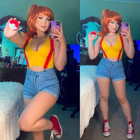 Cheap Cosplay Ideas For Women, Misty Costume Pokemon, Misty Halloween Costume, Cosplay For Blondes, Eevee Halloween Costume, Orange Hair Cosplay, Calgary Outfits, Misty Pokemon Costume, Pokemon Cosplay Female