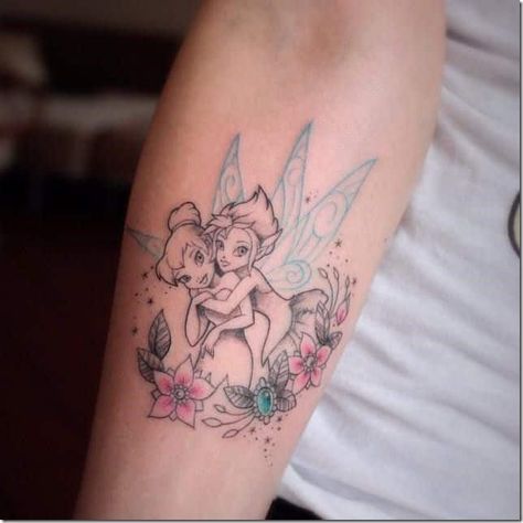 Marie Tattoo, Disney Sister Tattoos, Disney Characters Tattoos, Tinker Bell Tattoo, Fairy Tattoos, Colour Tattoo For Women, Mom Tattoo Designs, Fairy Tattoo Designs, Tattoo Trend