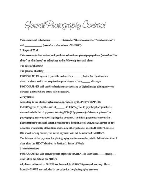 Mini Session Contract, Photography Contracts Free Templates, Meet The Photographer Template, Photographer Contract Templates Free, Wedding Photography Price Guide, Photography Contract Template Free, Wedding Photography Questionnaire, Free Photography Templates, Graphic Design Contract