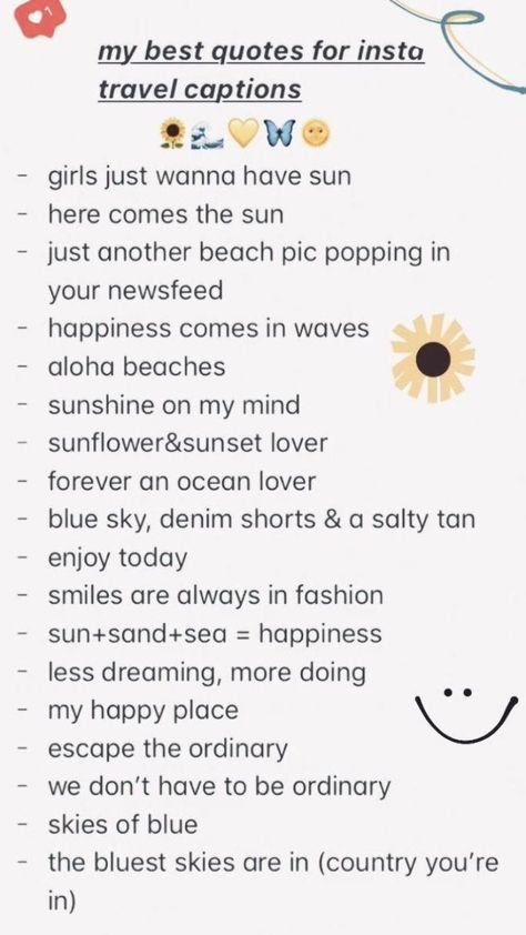 Photo Editing Camera, Beach Captions For Instagram, Cute Bios, Sunflower Sunset, Beach Captions, Summer Pins, Travel Captions, Camera Aesthetic, Gif Instagram