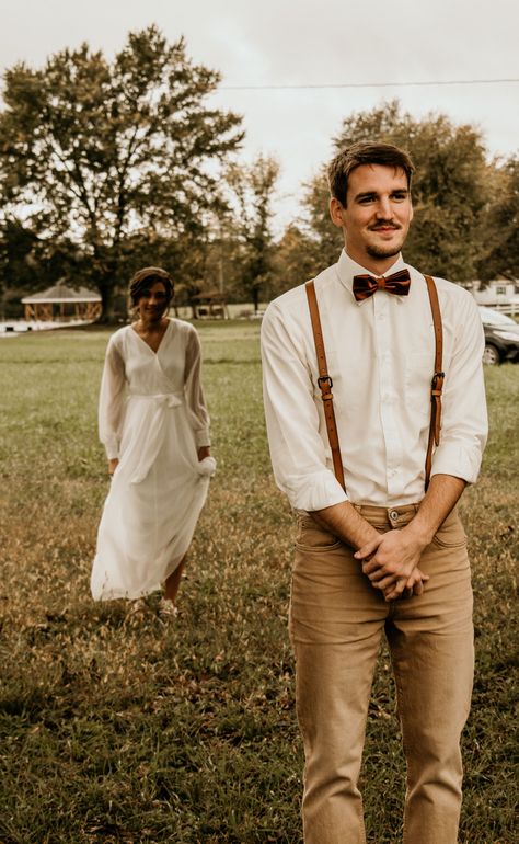 Whimsical Wedding Groomsmen, Elopement Mens Outfit, Casual Groom Outfit, Bohemian Groom, Beach Formal, Forest Wedding Ceremony, Groomsmen Suspenders, Casual Grooms, Wedding Groomsmen Attire