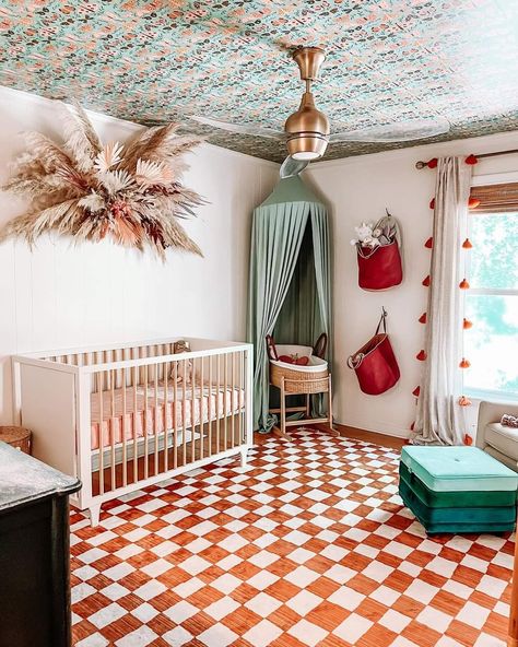 Red Nursery, Eclectic Nursery, Green Baby Room, Nursery Room Inspiration, Green Baby, Girl Nursery, Baby Room, Room Inspiration, Nursery