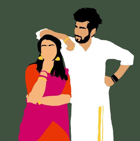 Kerala Couple Cartoon Type Photo, Kerala Couple Cartoon Images, Kollywood Illustration, Watercolor Portrait Tutorial, Actors Illustration, Funny Art Prints, Cute Movie Scenes, Love Cartoon Couple, Custom Portrait Illustration