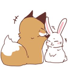 Fox and Rabbits by molgen Fox And Rabbit Cartoon, Rabbit And Fox Art, Fox And Bunny Matching Pfp, Fox And Bunny Art, Fox And Cat, Fox And Bunny, Cat And Rabbit, Tulip Drawing, Kitten Drawing