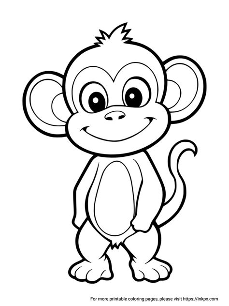 Cartoons For Boys, Monkey Printables Free, Monkeys Coloring Pages, Monkey Colouring Pages, Outlines Of Animals, Animal Colouring In Free Printable, Monkey Template Free Printable, Cute Monkey Drawing Easy, Monkey Coloring Pages Free Printable