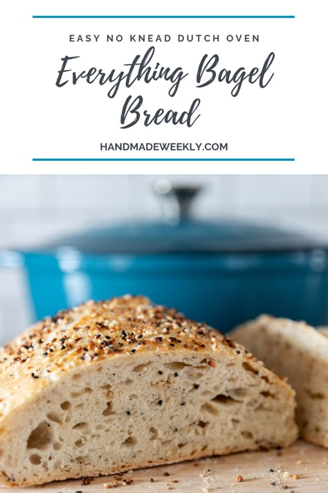 Everything Bagel Bread, Bagel Bread, Oven Bread, Dutch Oven Bread, A Loaf Of Bread, Artisan Bread Recipes, Dutch Oven Cooking, Dutch Oven Recipes, Bagel Recipe