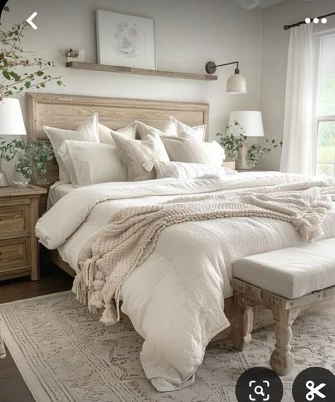 Modern Cozy Bedroom Neutral, Master Bedrooms Decor Cozy Relaxing, Mom Bedroom, Bedroom 2024, Neutral Bedrooms, Bright Decor, Bedroom Decor Cozy, Room Redesign, Neutral Bedroom