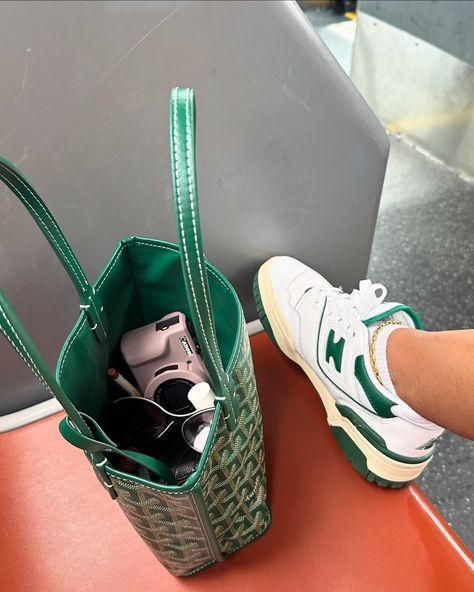 Proof of life. Outfit linked! Goyard Outfit, Green Goyard, Anjou Mini, Mini Bag Outfit, Goyard Anjou, Im Just A Girl, Proof Of Life, Airport Tips, Mini Outfit