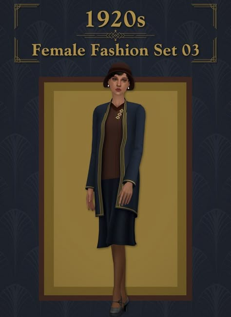 [Lonelyboy] TS4 1920s Female Fashion Set 03 | Patreon 1920s Day Dress, Castle Exterior, Sims 4 Decades Challenge, Modern Fashion Outfits, Sims Stories, Sims 4 Characters, Sims4 Clothes, Sims 4 Mods Clothes, Sims 4 Game