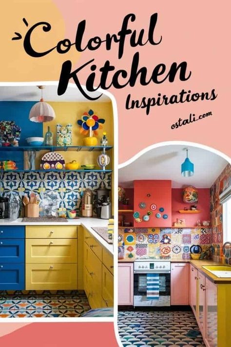 15 Colorful Kitchen Inspirations to Transform Your Space Eclectic Colorful Kitchen, Grey Kitchen Inspiration, Retro Kitchen Design, Coloured Kitchens, Groovy Kitchen, Eccentric Kitchen, Small Kitchen Makeovers, Acreage Ideas, Kitchen Cabinet Inspiration