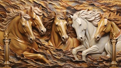 Horses Background, 3d Art Wall, Horses Wallpaper, Painting Horses, Horse Background, Horses Art, Unique Murals, Horses Wall Decor, Stick Horses